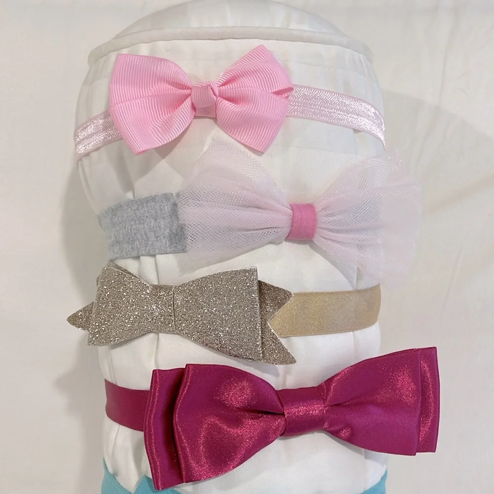 SET OF 8 BABY TO TODDLER BOW +1 FLOWER HEADBANDS SOME ARE GYMBOREE